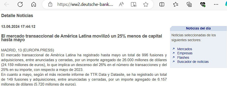 El mercado transaccional de Amrica Latina moviliz un 25% menos de capital hasta mayo